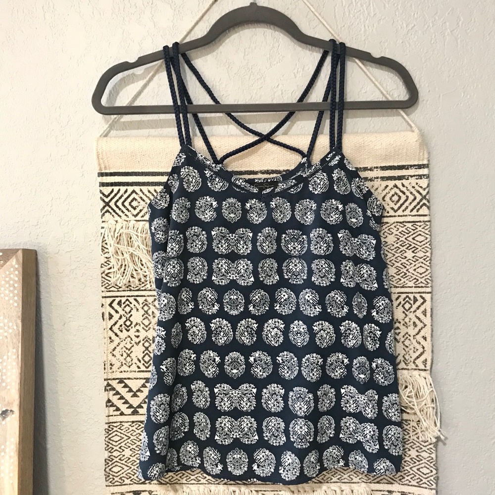 Patterned Tank with Cross Back Straps